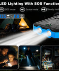 Outdoor Solar Power Bank 20,000mAh Portable Charger With USB C And 3 USB Ports LED flashlight camping scene