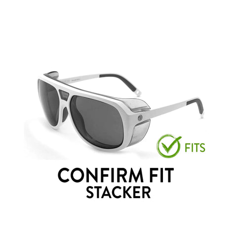 Apex Polarized PRO Replacement Lenses For Electric Stacker Sunglasses In Cool Violet Tint with gray frame showing confirmed fit.