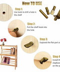 Steps showing how to use Heavy Duty Steel Shelf Pins And Pegs Kit, featuring bronze hardware, for cabinet installation.