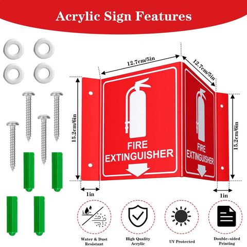 Fire Extinguisher Sign With Down Arrow Acrylic 8 By 6 Inches 4 Pre Drilled Holes With Screws Included Easy Install Indoor Outdoor