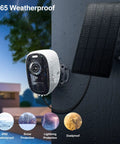 Outdoor Solar Magnetic Mount Security Camera Wireless 4MP Battery Powered With AI Motion Detection PIR mounted on wall with rain