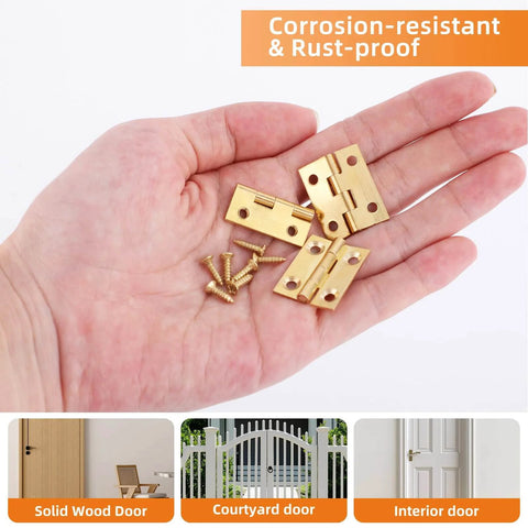 8 Pack Mini Brass Hinge Set For Tiny Boxes And Jewelry Chests 1 Inch Solid Brass Cabinet Drawer Butt Hinges Ideal For DIY Box Projects