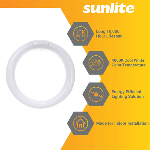 8 Inch T9 Round Fluorescent Circline Lamp 22W 1250 Lumens 4100K Cool White G10Q 4 Pin Base 1 Pack Energy Efficient Lit Ceiling Light