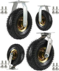 Skip The Rough Ride By Bolting These Heavy Duty Pneumatic Swivel Casters To Your Shop Cart Or Warehouse Rig Featuring Silky Smooth Shock Absorbing Natural Rubber Tires, includes 4 casters and bolts.