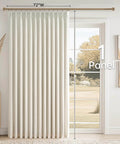 96 Inch Long Natural Pinch Pleated Blackout Curtains With Thermal Insulation And Linen Look One Panel 72W By 96L Inches Boss Level Light Blocking For Large Living Room Windows Track System Drapes For Bedroom Privacy And Noise Reduction in a living room setting.