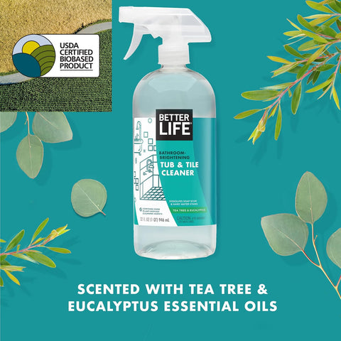 Tea Tree Bathroom Cleaner Spray For Glass And Tile, Foaming Mold And Mildew Remover For Tub And Shower, Tackles Hard Water Stains