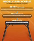 Collapsible Piano Keyboard Stand With Adjustable Width For 54 To 88 Keys Digital Pianos displaying different keyboard sizes