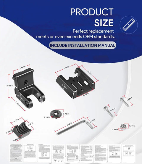 Sturdy Transducer Bracket Transom Mount Hardware Kit For Black Skimmer Transducer shown with size measurements and installation manual.