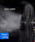 Heavy Duty Floor Standing Misting Fan With Powerful Oscillating Spray For Gyms And Indoor Rooms Quiet Three Speed Operation showing spray system for rapid cooling.