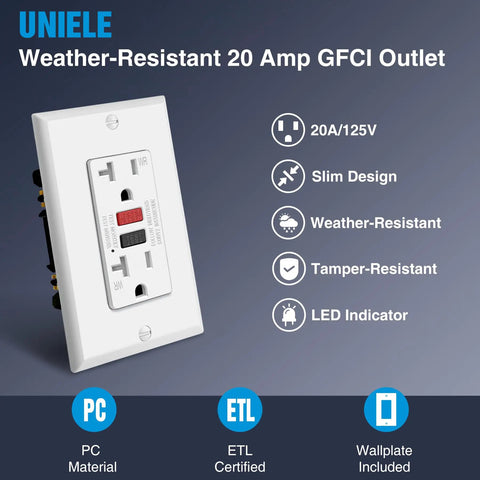 10 Pack Outdoor Weather-Resistant 20 Amp GFCI Receptacle Outlet With Wall Plate LED Status Indicator For Quick No Brainer Feedback Easy Test And Reset Ground Fault Interrupter UV Stabilized Corrosion Resistant For Exterior Use