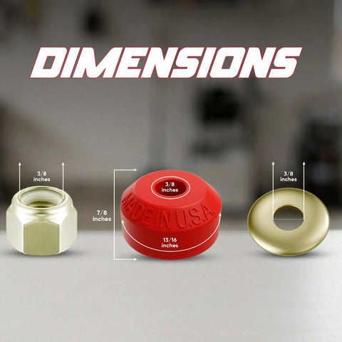 Beefed-Up Three Eighths Inch Universal Sway Bar End Link Repair Kit For A Pair Of Links Includes Code Red Grommets Washers And Nuts Fully Restores Bushings Made In USA For Reliable Suspension Performance. red 3/8-inch Code Red bushing dimensions