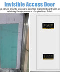 No Sweat Hidden Drywall Access Door Panel With Rock Solid Aluminum Frame And Sweet Magnetic Latch For Effortless Wall Or Ceiling Install And Quick Safety Cabinet Retrieval On The Spot shown in wall installation.