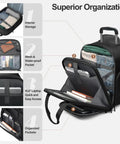16 Inch Underseat Carry On Luggage With Wheels Softside Lightweight And Compact Travel Bag For Pilots And Crew, interior view