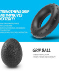 Adjustable Counting Grip Strengthener Kit 5 Pack with Grip Ring and Ball in black, shown in textured silicone for athletes.