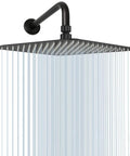 Huge 16 Inch Square Rain Shower Head With Extension Arm In Matte Black Stainless Steel For Full Body Coverage And Powerhouse Water Flow