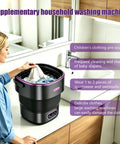 Woman using Boss Grade Portable Mini Washing Machine Foldable Layout For Apartments RVs And Dorm Rooms for delicate laundry.