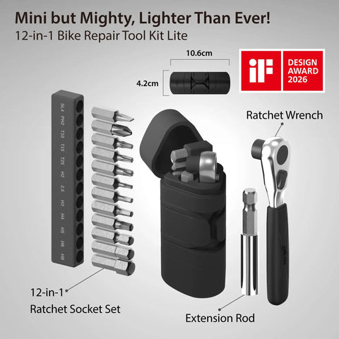 12 In 1 Bike Tool Kit With Ratchet Wrench Compact Silicone Capsule Scratch Free And Waterproof IF Design Award Winning