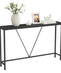 Slim Entryway Console Table With Industrial Chic Matte Black Steel Pipes, Narrow Living Room And Bedroom Sofa Table, Easy Assembly, 9.1 In Depth