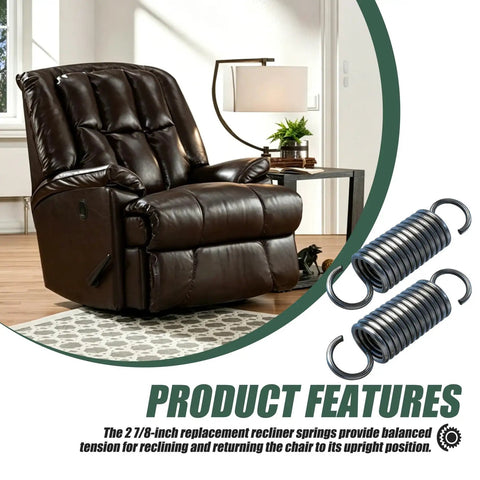 Sturdy Two Pack Recliner Tension Springs Precisely 2 7/8 Inches Long With 18 Tight Coil Windings For Hassle Free Furniture Fix And Slick Operation On Lane Sofas.