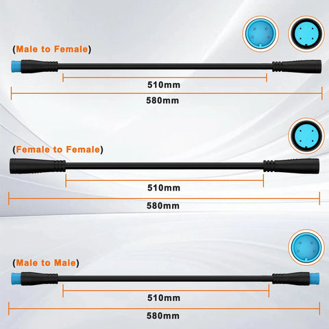50Cm Waterproof 4 Pin Extension Cable For Electric Bike Kit With Female To Male Connectors Extend Throttle Ebrake And Display Wires Plug And Play Ready 2 Pin 3 Pin 4 Pin 5 Pin Compatible Heavy Duty Universal Ebike Wire Harness