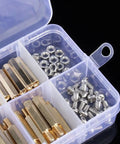 Pro Grade M3 Brass Standoff Spacer Kit With Hex Screws And Nuts For PCB And Motherboard Projects Durable Brass And Stainless Steel Fasteners 6Mm 10Mm 15Mm 20Mm Assortment For Electronics DIY, brass spacers and screws in organizer