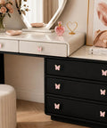 Six Pack Pink Butterfly Dresser Knobs For Bedroom Updates Sturdy Zinc Alloy Drawer Pulls on black vanity dresser.