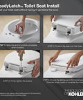 Step-by-step guide for installing French Curve Elongated Closed Front Toilet Seat With Soft Close And Quick Release Black No Fuss Easy Above Bowl Installation ReadyLatch Hinge And Grip Tight Hardware For Quick Secure Cleanings.
