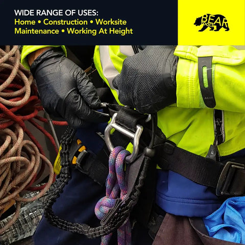 Tool Safety Lanyard With Carabiner Adjustable Loop For Working At Height 3 Ft Durable Pro Grade Lanyard With Single Direction Carabiner To Prevent Twists Reinforced DoubleStitched Ends Coated Nylon Elastic Web For Scaffolding Construction Tree Work