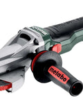 Built Tough Brushless 18V Cordless Flat Head Angle Grinder 125 MM Disc With Swivel Battery Base for metalworking, close-up view.
