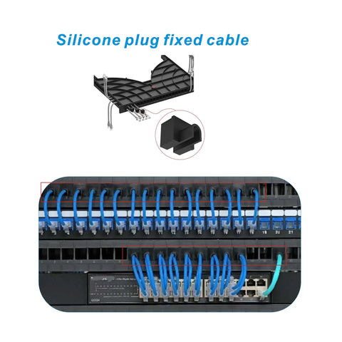 1U 19 Inch Rack Mount Cable Management System With Horizontal Duct Raceway And 24 Finger Channel Organizer installed with cables