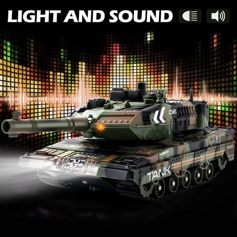 2.4GHz RC Tank With 360 Degree Turret BB Firing Auto Demo Sound Lights Smoke All Terrain Climbing Military Vehicle Toy