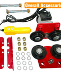 Beefy Electric Trolley For Power Hoist 1 Ton Capacity components including wheels and control cable on white background