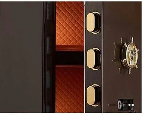 Compact Home Safe Box For Personal Valuables Made From Steel With Shock Proof Construction showing open door interior and lock