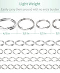 Different sizes of silver metal rings including Half Inch Split Key Rings Set, 100 Mini Jump Rings With Double Loops, Small Metal Connectors.