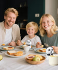 Nifty Desktop Cooling Fan Featuring Three Adjustable Speeds and Portable USB Rechargeable Power, set on a breakfast table with family.