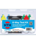 Nail Flawless Pool Chemistry In A Snap With This Six Way Swimming Pool Water Test Kit For Fast Chlorine Ph Bromine Alkalinity Hardness And Cya Checks Using 100 Commercial Grade Solutions For Zero Headache Spa Use featuring colorful test solutions in a clear container.
