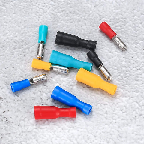 100 Piece Bullet Connectors Kit Insulated Female And Male Terminals For Electrical Marine And Automotive Wire Crimp Connectors Brass