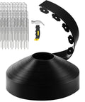 All In One Garden Edging Kit With 200 Ft Flexible 4 Inch Tall Border 180 Galvanized Steel Spikes And Hammer No Tools Needed