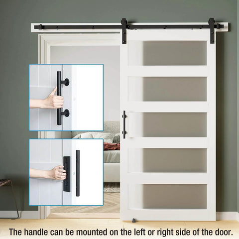 5-Panel Sliding Glass Barn Door 42-Inch By 84-Inch With Frosted Glass Waterproof Scratch-Resistant Privacy For Bathroom installed