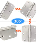 Stainless steel door hinge, 3.5x3.5 in, ball-bearing, heavy-duty; Amazon brand, front view.