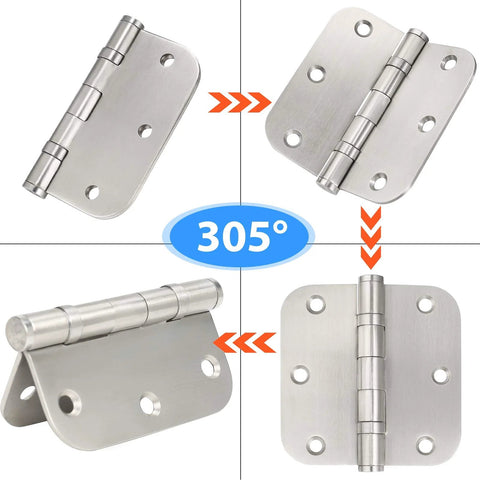 Stainless steel door hinge, 3.5x3.5 in, ball-bearing, heavy-duty; Amazon brand, front view.