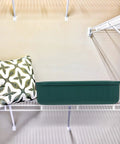 Heavy Duty Underwear Storage Box With Secure Lid Rock Solid Sock And Sleepwear Drawer Organizer on a shelf with pillows.
