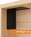 Close-up of 20 Pieces Heavy Duty Steel L Brackets 4x4x2 Inch Black Corner Supports fastened in 90-degree right angle.