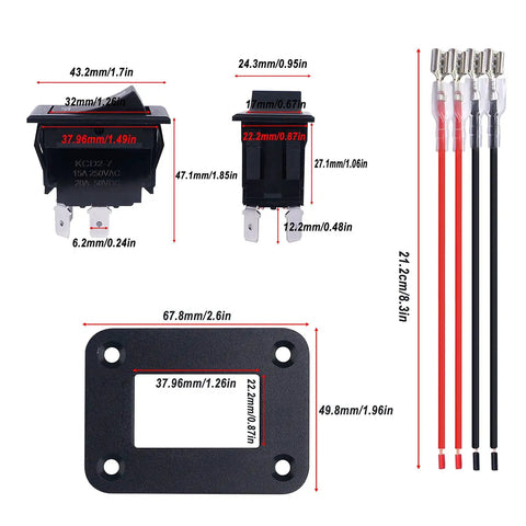 Power Stabilizer Switch For RV Jacks Leveling Momentary Auto Reset Reverse Polarity Rocker Switch 20A 12V DC with harness