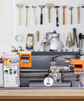 VEVOR Benchtop Metal Lathe Machine 7.87 X 13.78 Inches Precision Power Mill Tool With 600W Brush Motor And Variable Speed Control, in a workshop setting.