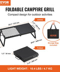 Foldable Campfire Grill With Legs Heavy Duty Steel Mesh Grate 22.4 Inch Portable Open Flame Grilling Rack Includes Carry Bag Camping Gear For Outdoor Cooking Over A Fire Pit folded and unfolded with carry bag