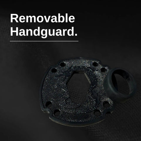 Close-up of removable handguard for 39 Inch Polypropylene Martial Arts Training Sword With Black Saya Scabbard