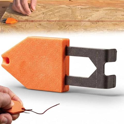 One Handed Rope Anchor Hook For Fast No Tools Needed Rope Securing Easy Quick Fix For Carpentry And Home Renovation, showing orange tool with steel pin lock.