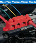 Heavy Duty 12V Bus Bar Power Distribution Block Packing 250A Peak Current And Stainless Steel Terminals for RV and car audio, red module.