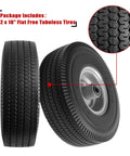 10 Inch Solid PU Tire And Wheel Replacement For Garden Carts Hand Trucks And Wheelbarrows 10x3.50-4 Flat Free Wheel